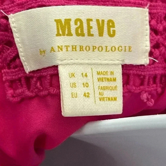 Maeve by Anthropolpgie Bow Tie Satin Mini Dress Barbie Pink, A-line size 14 - Picture 6 of 7